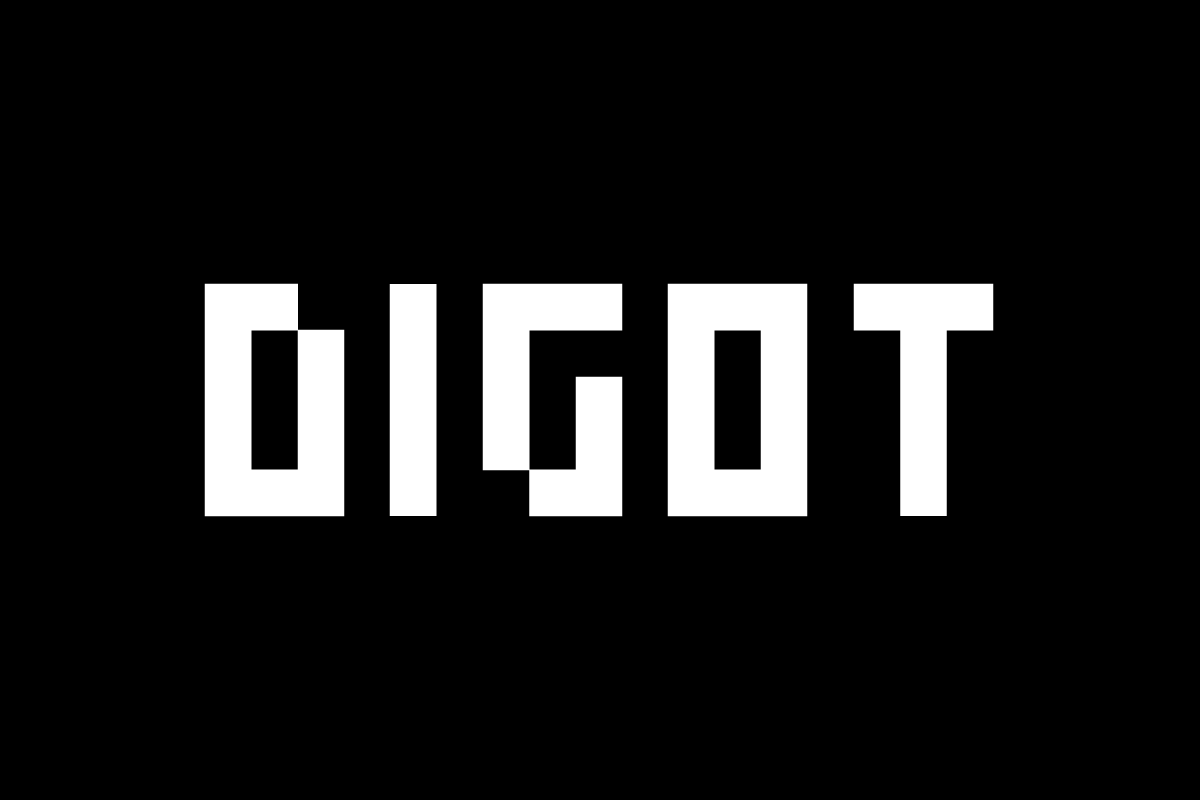 DIGOT Pixel style Grid based Geometric Display Typeface