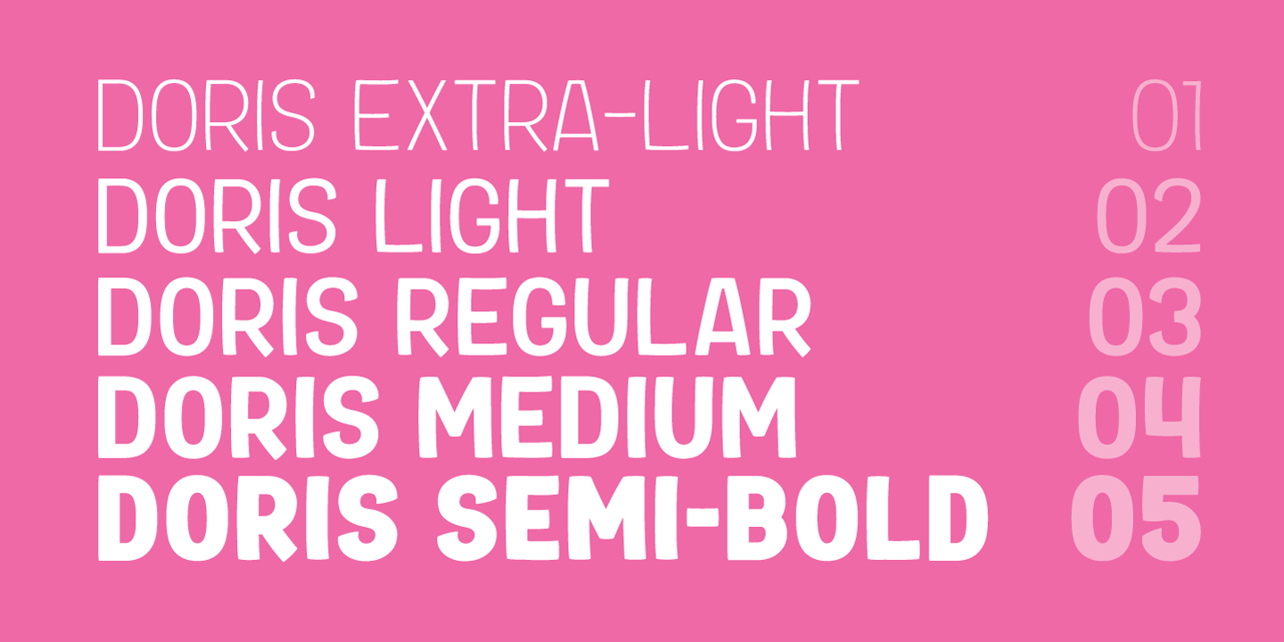 Vivid pink background graphic presenting a premium handwritten font pack with 5 distinct weights from light to semi bold typographic strokes.