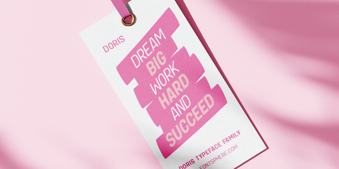 Elegant pink branding mockup displaying a decorative hand-written quote and stylish script lettering on a clean product tag template.