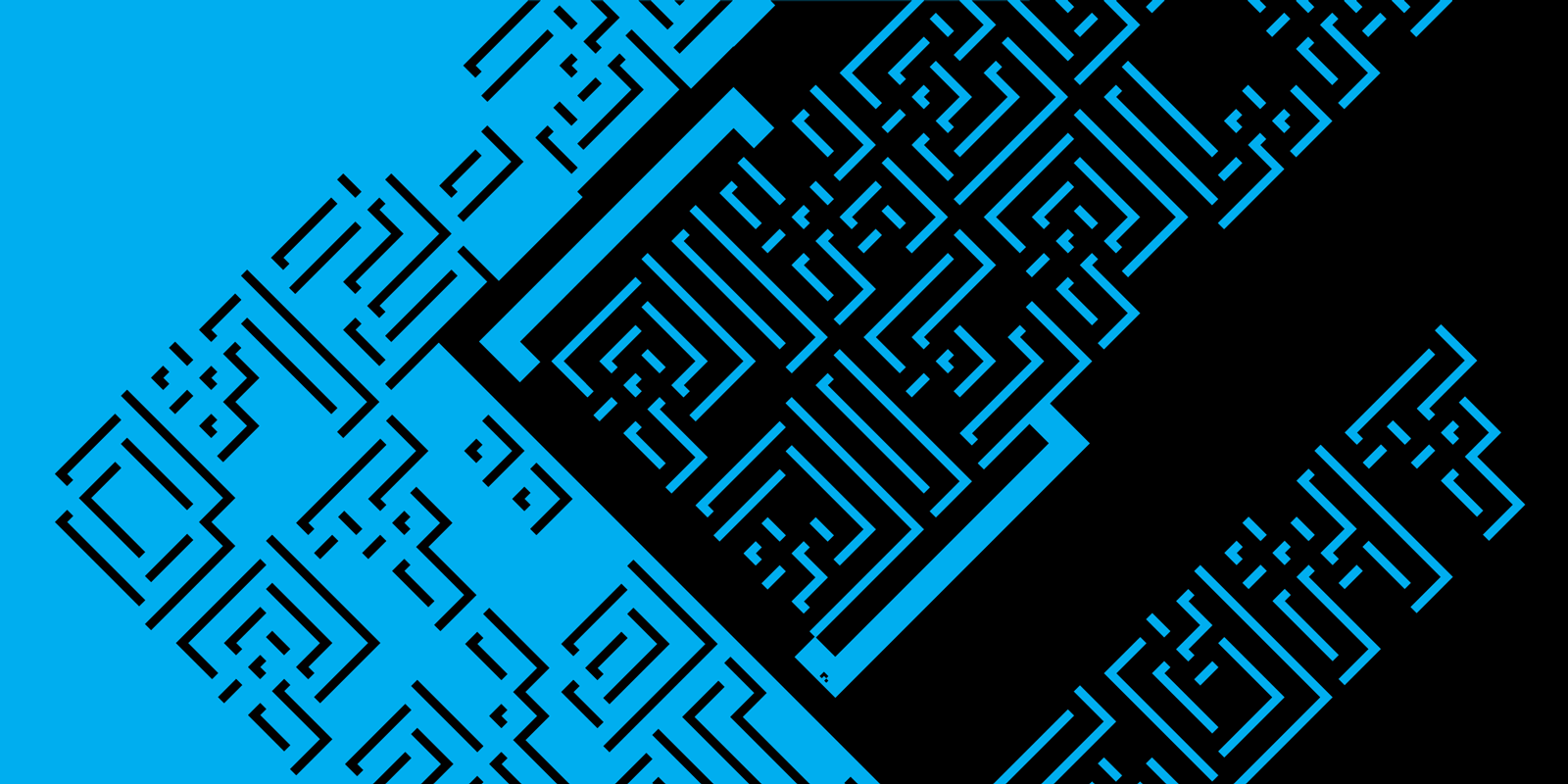 Gra 02 - Delicate Outline Pixel Font Specimen Diagonal composition showcasing Gra 02 text with thin black outline characters on a vivid blue background.